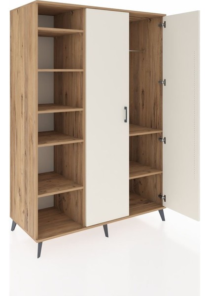 Kronos Dolap 7 Raflı 2 Kapaklı Tek Askılı 132X59X195 Çam-Aytaşı/çam indirimleri