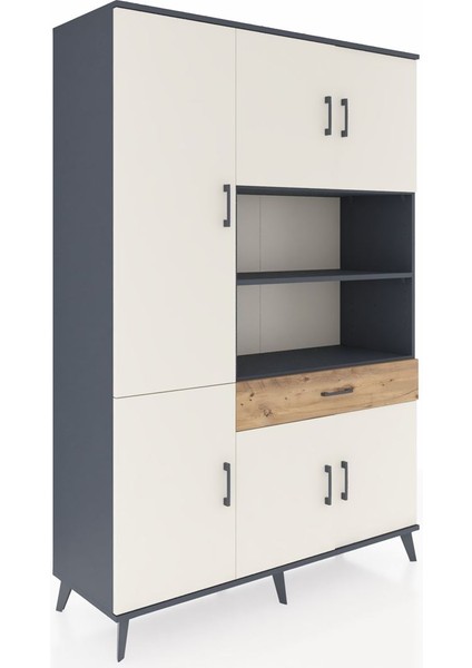 Hyperion Dolap 10 Raflı Tek Çekmeceli 6 Kapaklı 132X44X195 Antrasit-Aytaşı/çam fiyatları