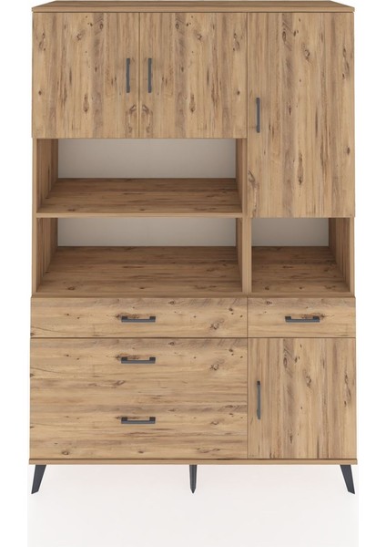 Hyperion Dolap 9 Raflı 4 Çekmeceli 4 Kapaklı 132X44X195 Çam-Çam/çam