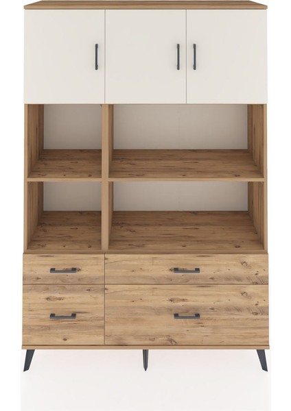 Hyperion Dolap 8 Raflı 4 Çekmeceli 3 Kapaklı 132X44X195 Çam-Aytaşı/çam