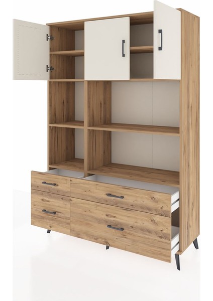 Hyperion Dolap 8 Raflı 4 Çekmeceli 3 Kapaklı 132X44X195 Çam-Aytaşı/çam modelleri