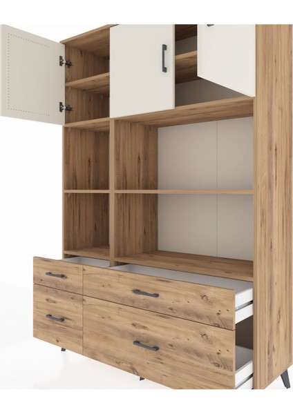 Hyperion Dolap 8 Raflı 4 Çekmeceli 3 Kapaklı 132X44X195 Çam-Aytaşı/çam fırsatları