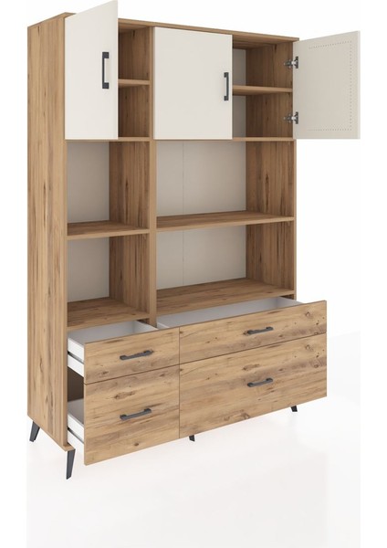 Hyperion Dolap 8 Raflı 4 Çekmeceli 3 Kapaklı 132X44X195 Çam-Aytaşı/çam indirimleri