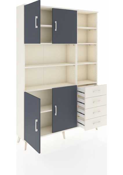 Arges Dolap 9 Raflı 4 Çekmeceli 4 Kapaklı 132X30X195 Aytaşı-Antrasit/aytaşı indirimleri