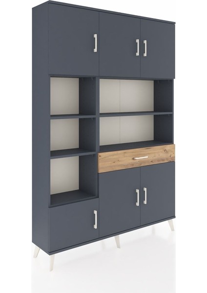 Arges Dolap 10 Raflı Tek Çekmeceli 6 Kapaklı 132X30X195 Antrasit-Antrasit/çam fiyatları