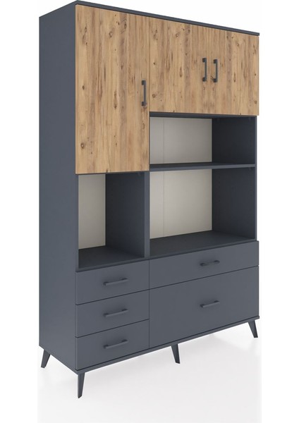 Hyperion Dolap 8 Raflı 5 Çekmeceli 3 Kapaklı 132X44X195 Antrasit-Çam/antrasit fiyatları