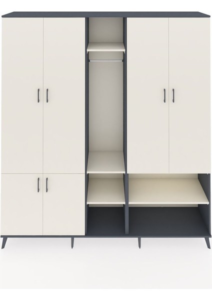 Hyperion Dolap 15 Raflı 5 Kapaklı Tek Askılı 220X44X243 Antrasit-Aytaşı/aytaşı