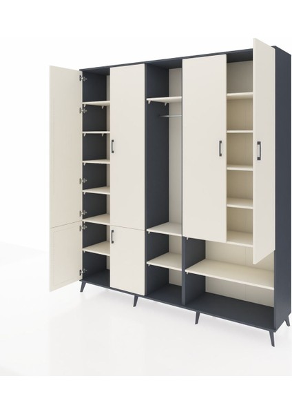 Hyperion Dolap 15 Raflı 5 Kapaklı Tek Askılı 220X44X243 Antrasit-Aytaşı/aytaşı modelleri