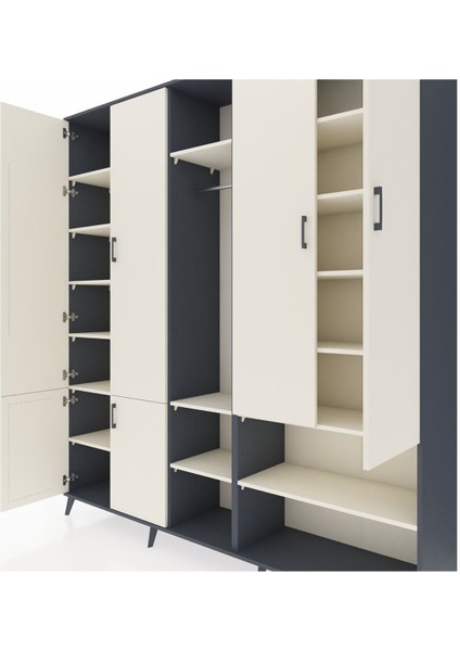 Hyperion Dolap 15 Raflı 5 Kapaklı Tek Askılı 220X44X243 Antrasit-Aytaşı/aytaşı fırsatları