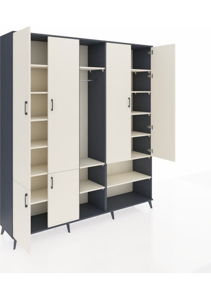 Hyperion Dolap 15 Raflı 5 Kapaklı Tek Askılı 220X44X243 Antrasit-Aytaşı/aytaşı indirimleri