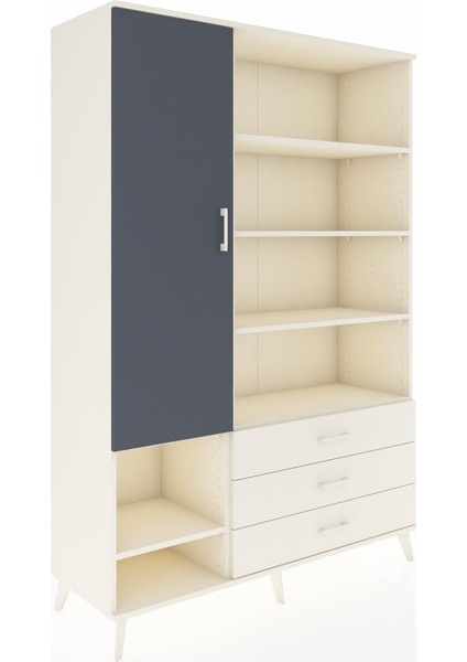 Hyperion Dolap 9 Raflı 3 Çekmeceli Tek Kapaklı 132X44X195 Aytaşı-Antrasit/aytaşı fiyatları