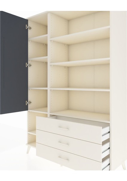 Hyperion Dolap 9 Raflı 3 Çekmeceli Tek Kapaklı 132X44X195 Aytaşı-Antrasit/aytaşı fırsatları