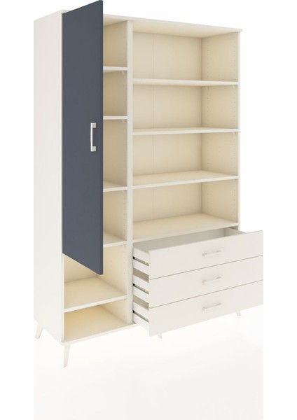 Hyperion Dolap 9 Raflı 3 Çekmeceli Tek Kapaklı 132X44X195 Aytaşı-Antrasit/aytaşı indirimleri