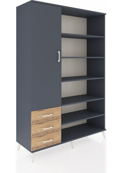 Hyperion Dolap 9 Raflı 3 Çekmeceli 3 Kapaklı 132X44X195 Antrasit-Antrasit/çam fiyatları