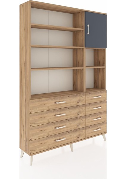 Arges Dolap 8 Raflı 8 Çekmeceli Tek Kapaklı 132X30X195 Çam-Antrasit/çam fiyatları