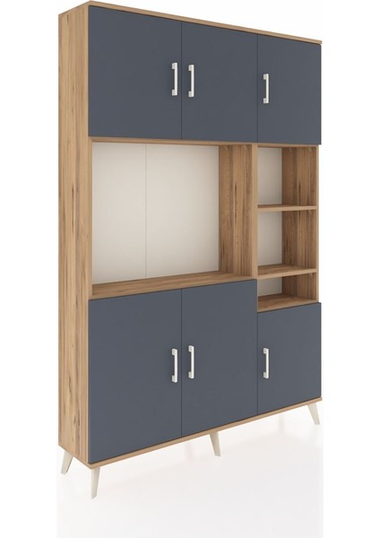 Arges Dolap 10 Raflı 6 Kapaklı 132X30X195 Çam-Antrasit/çam fiyatları