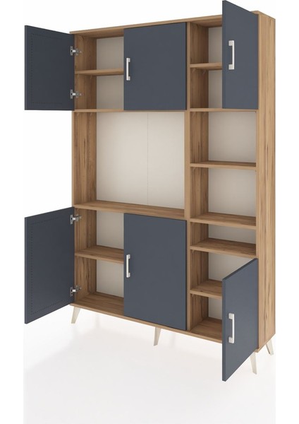 Arges Dolap 10 Raflı 6 Kapaklı 132X30X195 Çam-Antrasit/çam modelleri