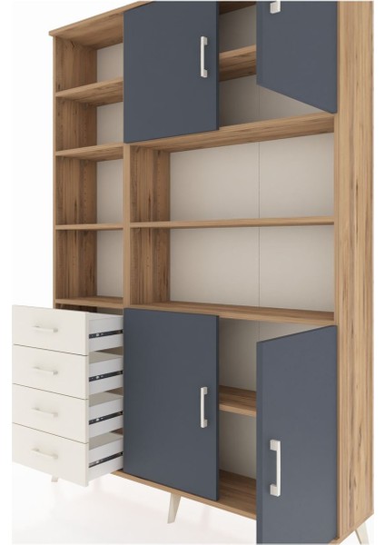 Arges Dolap 9 Raflı 4 Çekmeceli 4 Kapaklı 132X30X195 Çam-Antrasit/aytaşı fırsatları
