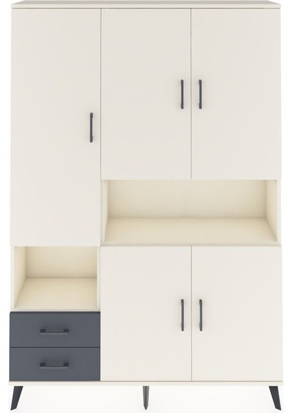 Arges Dolap 10 Raflı 2 Çekmeceli 5 Kapaklı 132X30X195 Aytaşı-Aytaşı/antrasit