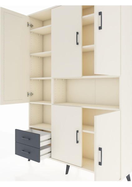 Arges Dolap 10 Raflı 2 Çekmeceli 5 Kapaklı 132X30X195 Aytaşı-Aytaşı/antrasit fırsatları