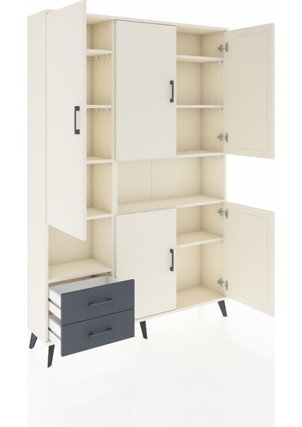 Arges Dolap 10 Raflı 2 Çekmeceli 5 Kapaklı 132X30X195 Aytaşı-Aytaşı/antrasit indirimleri