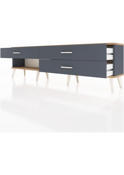 Arges Tv Ünitesi 3 Çekmeceli 176X30X51 Antrasit-Çam/antrasit fırsatları