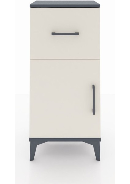 Arges Komodin Tek Raflı Tek Çekmeceli Tek Kapaklı 44X30X96 Antrasit-Aytaşı