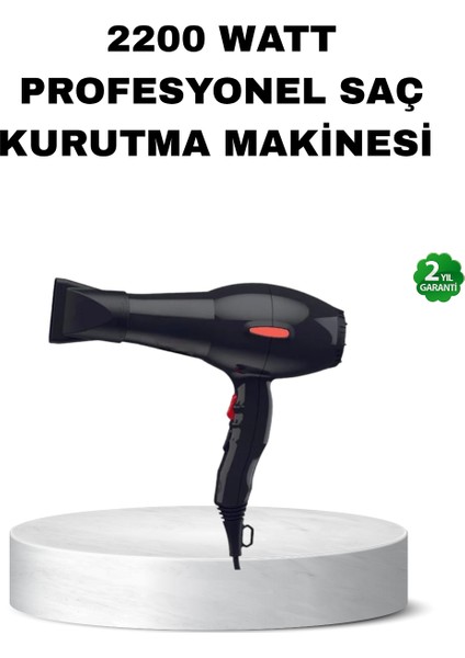 Profesyonel Saç Kurutma Makinesi – Ac Motor, Soğuk Üfleme, 2 Hız Kademesi