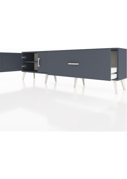 Arges Tv Ünitesi Tek Raflı Tek Çekmeceli 2 Kapaklı 176X30X51 Antrasit-Antrasit/antrasit fırsatları