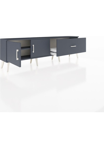Arges Tv Ünitesi Tek Raflı Tek Çekmeceli 2 Kapaklı 176X30X51 Antrasit-Antrasit/antrasit indirimleri