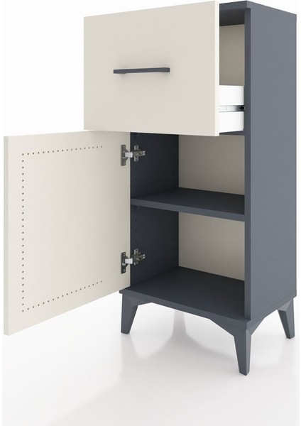 Arges Komodin Tek Raflı Tek Çekmeceli Tek Kapaklı 44X30X96 Antrasit-Aytaşı fırsatları