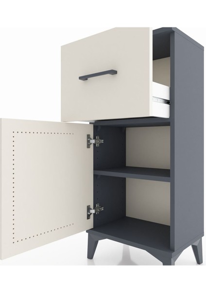 Arges Komodin Tek Raflı Tek Çekmeceli Tek Kapaklı 44X30X96 Antrasit-Aytaşı indirimleri