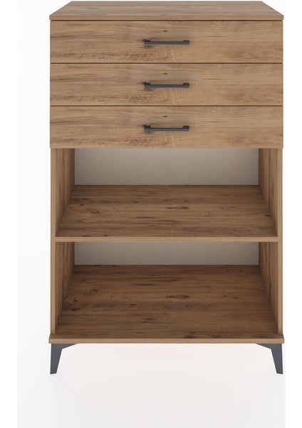 Hyperion Dolap Tek Raflı 3 Çekmeceli 88X44X134 Çam-Çam