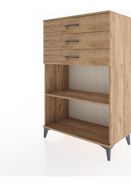 Hyperion Dolap Tek Raflı 3 Çekmeceli 88X44X134 Çam-Çam modelleri