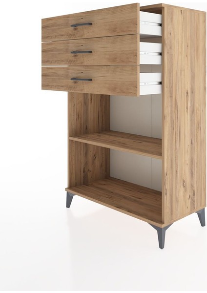 Hyperion Dolap Tek Raflı 3 Çekmeceli 88X44X134 Çam-Çam fırsatları