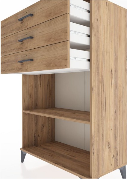 Hyperion Dolap Tek Raflı 3 Çekmeceli 88X44X134 Çam-Çam indirimleri