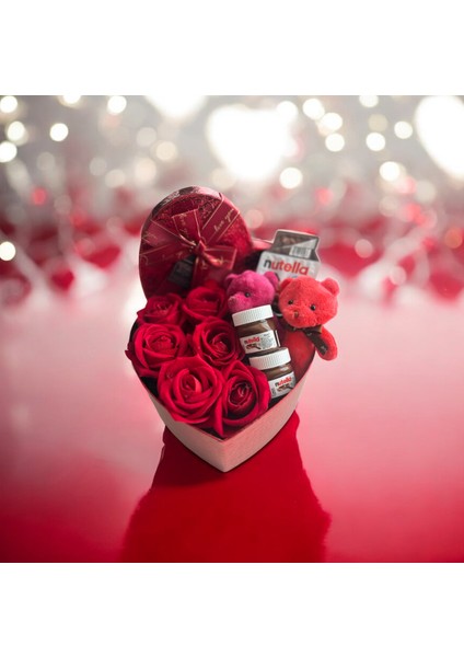 Sevgiliye , Kız Arkadaşa Eşinize , Arkadaşınıza , Hediye Paketi Nutella Lı Ayıcklı Kalpli Kutuda