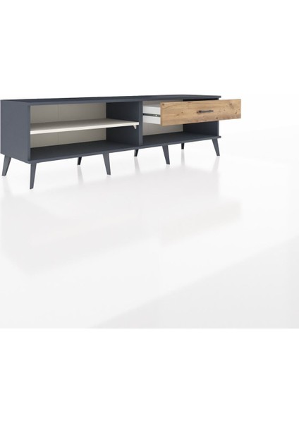 Hyperion Tv Ünitesi Tek Raflı Tek Çekmeceli 176X44X51 Antrasit-Aytaşı/çam indirimleri