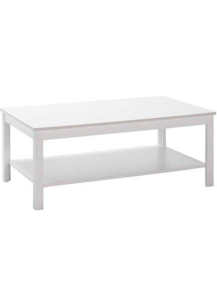 Rustik Dikdörtgen Orta Sehpa-Mat Beyaz 103X40X60 cm (Gxyxd)