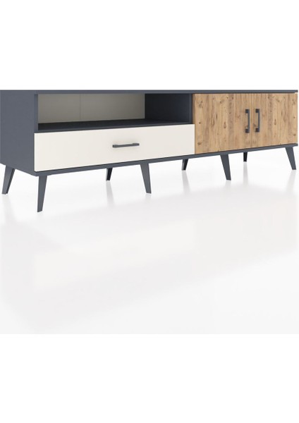 Hyperion Tv Ünitesi 2 Raflı Tek Çekmeceli 2 Kapaklı 176X44X51 Antrasit-Çam/aytaşı fiyatları