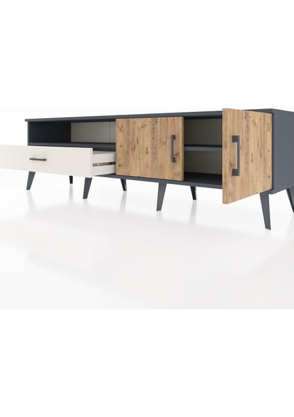 Hyperion Tv Ünitesi 2 Raflı Tek Çekmeceli 2 Kapaklı 176X44X51 Antrasit-Çam/aytaşı fırsatları