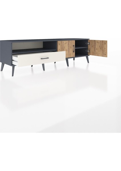 Hyperion Tv Ünitesi 2 Raflı Tek Çekmeceli 2 Kapaklı 176X44X51 Antrasit-Çam/aytaşı indirimleri
