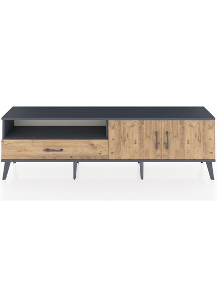 Arges Tv Ünitesi 2 Raflı Tek Çekmeceli 2 Kapaklı 176X30X51 Antrasit-Çam/çam