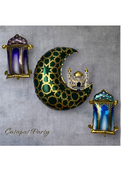 Hoşgeldin Ya Şehri Ramazan Konsepti Folyo Balon Seti - 2 Adet 45' Er cm - 1 Adet 65.5×63 cm Balon fiyatları