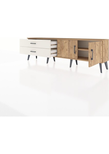 Arges Tv Ünitesi Tek Raflı 2 Çekmeceli 2 Kapaklı 176X30X51 Çam-Çam/aytaşı modelleri