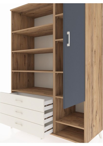 Kronos Dolap 9 Raflı 3 Çekmeceli Tek Kapaklı 132X59X195 Çam-Antrasit/aytaşı fırsatları