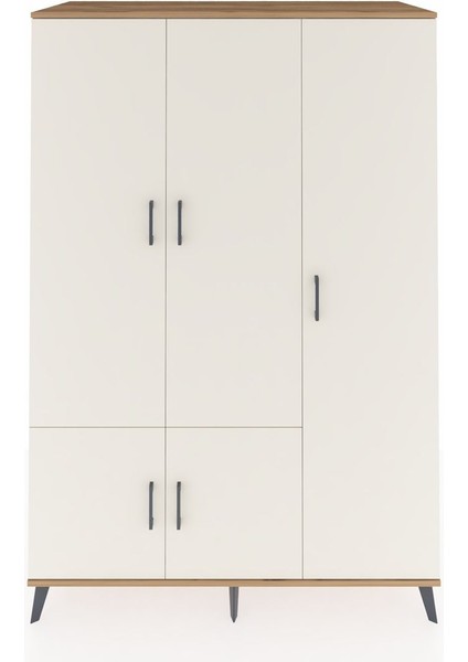 Kronos Dolap 7 Raflı 5 Kapaklı Tek Askılı 132X59X195 Çam-Aytaşı/antrasit