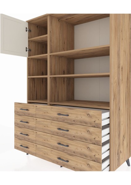 Kronos Dolap 7 Raflı 8 Çekmeceli Tek Kapaklı 132X59X195 Çam-Aytaşı/çam fırsatları
