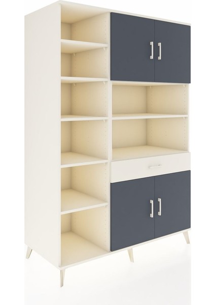 Kronos Dolap 10 Raflı Tek Çekmeceli 4 Kapaklı 132X59X195 Aytaşı-Antrasit/aytaşı fiyatları