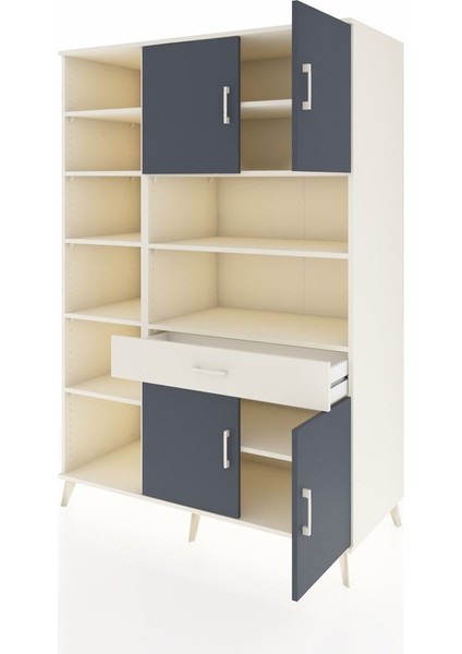 Kronos Dolap 10 Raflı Tek Çekmeceli 4 Kapaklı 132X59X195 Aytaşı-Antrasit/aytaşı modelleri